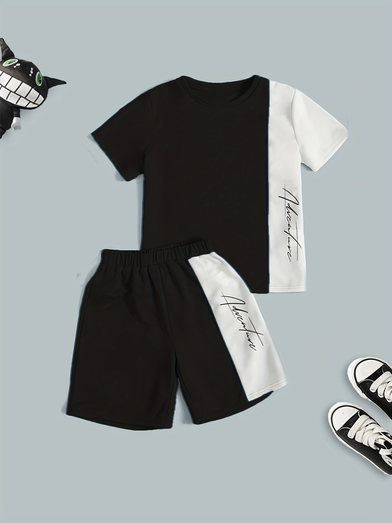 Boys Casual Block Letter Graphic Print T-shirt & Shorts Set