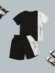 Boys Casual Block Letter Graphic Print T-shirt & Shorts Set