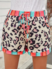 Leopard Print Drawstring Shorts Women's Clothing