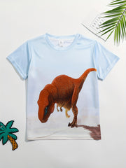 Boy's T Rex Dinosaur Graphic Tee Shirt 3D Print Active Stretch Short Sleeve