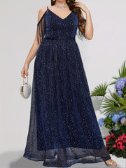 Sequin Fringe Trim V Neck Bridesmaid Dress