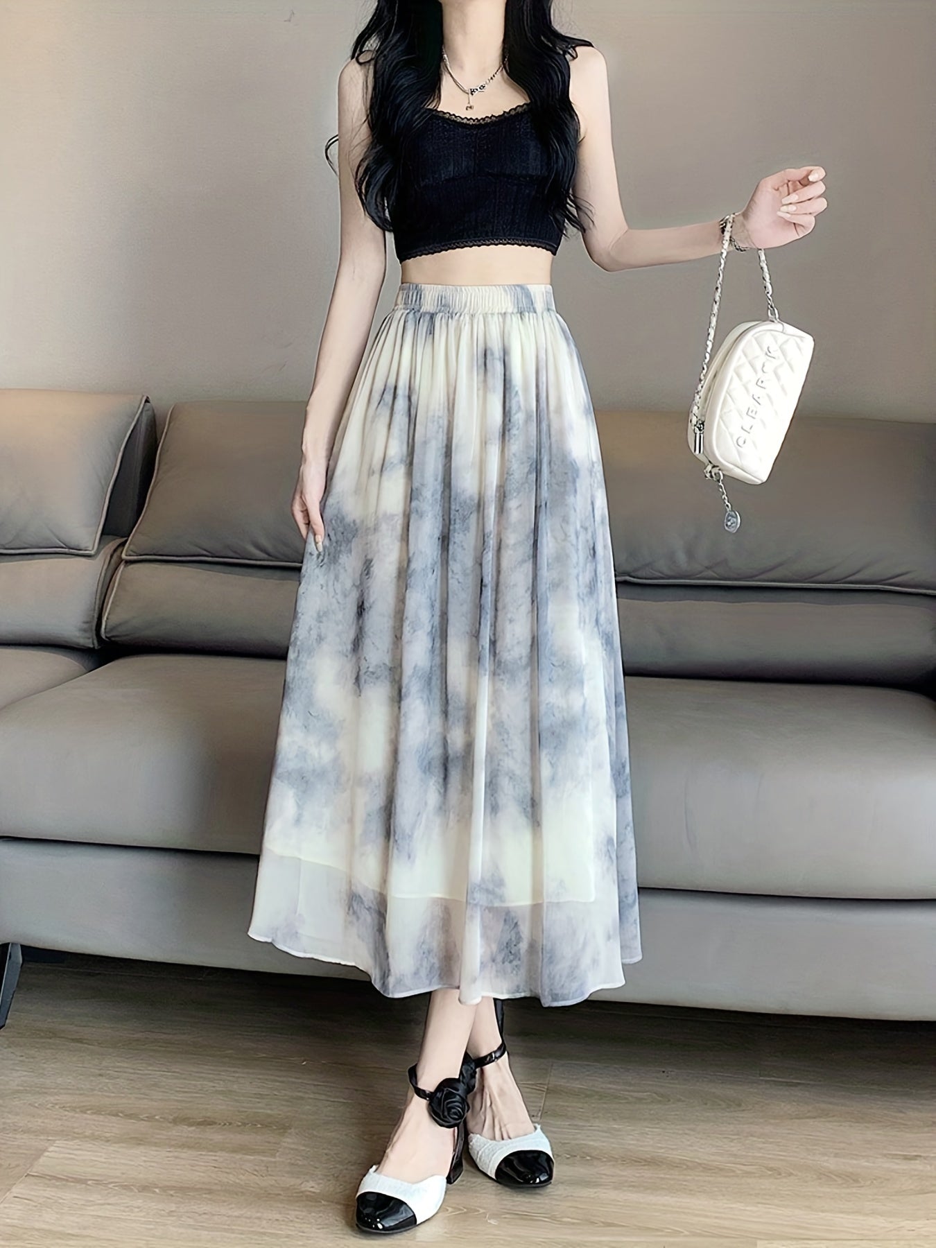 Tie Dye Pleated Skirts High Waist - Women's Clothing