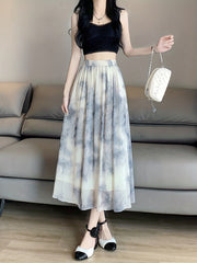 Tie Dye Pleated Skirts High Waist - Women's Clothing