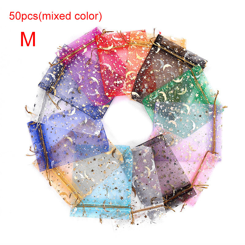50pcs Moon Candy Bags Box Drawstring Star Decoration Gift Cookie Bags