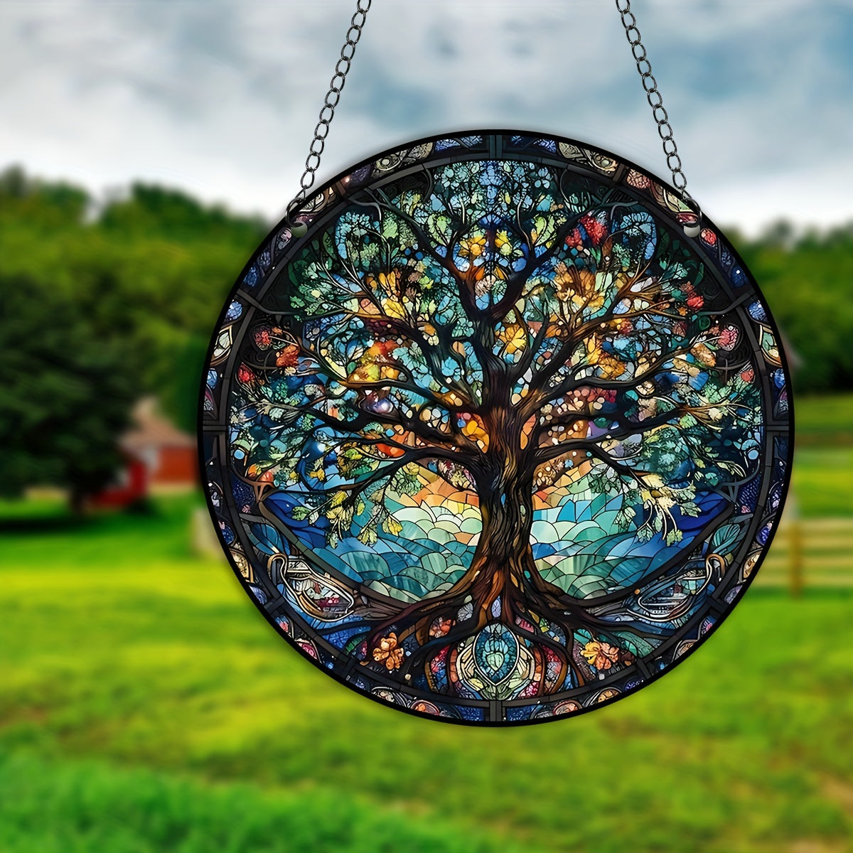 Tree Of Life Window Sunshade Colorful Plastic Thanksgiving Decor