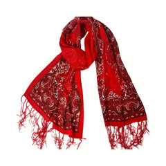 Vintage Paisley Print Scarf Tassel Shawl Hijab Head Wrap
