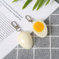 Boiled Egg Keychain Funny Food Pendant for Backpacks and Bags