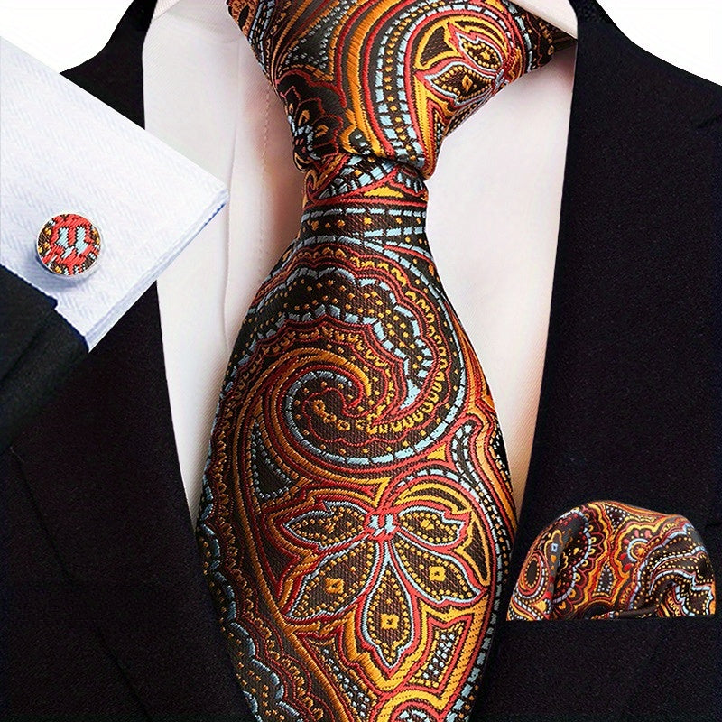 3pcs Paisley Jacquard Necktie Set For Men
