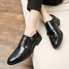 Men's Brogue Double Monk Shoes for Wedding Party Business