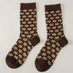 5 Pairs Floral & Plaid Print Socks Women's Mid Tube Stockings