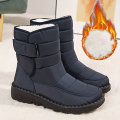 Women's Plush Lined Snow Boots Waterproof Thermal Mid Calf Boots