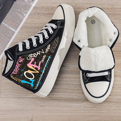 Warm Plush Lined Chunky Canvas Sneakers