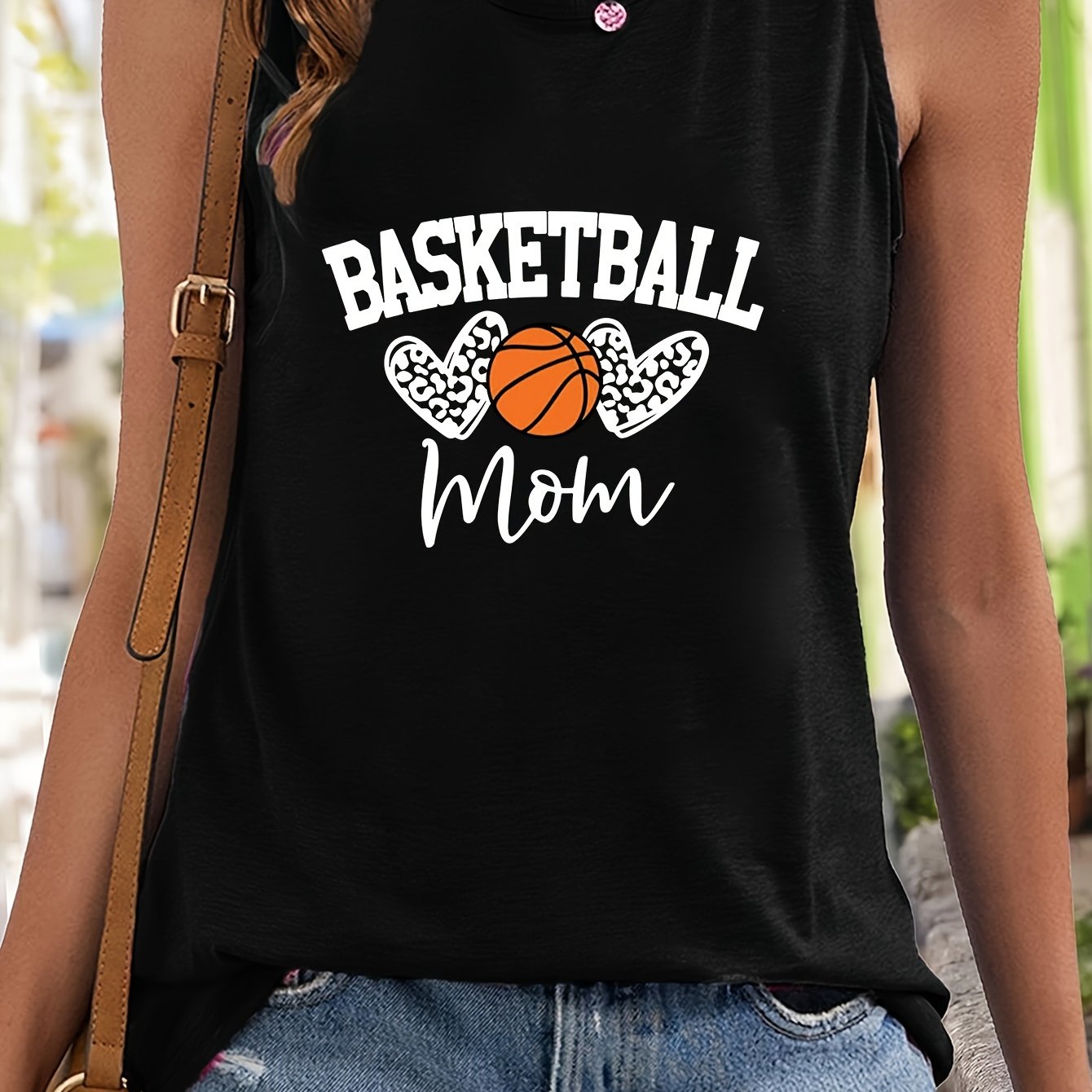 Basketball Mom Letter Pattern Stretchy Sports Vest Women's Activewear