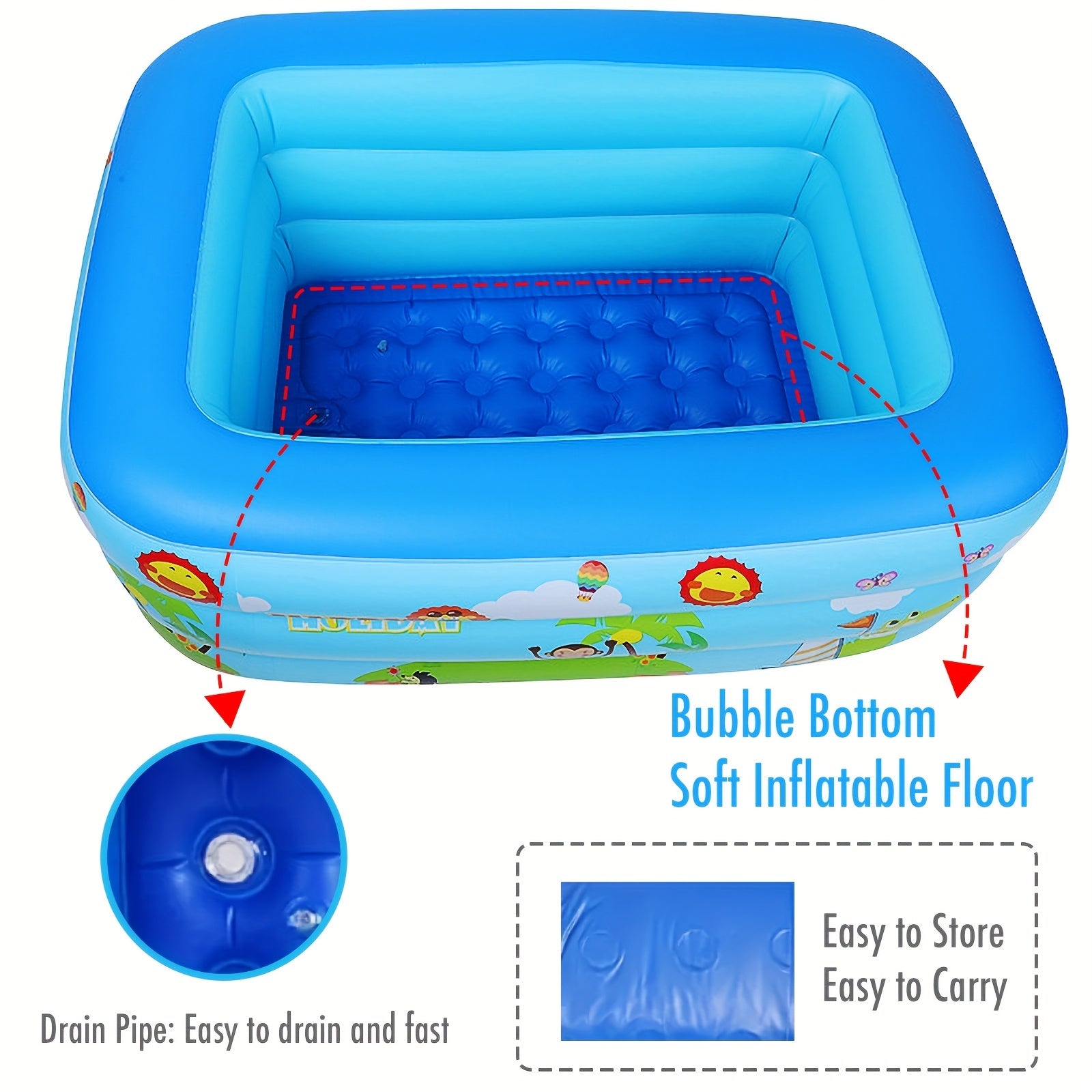 Rectangular Inflatable Swimming Pool for Family Lounge
