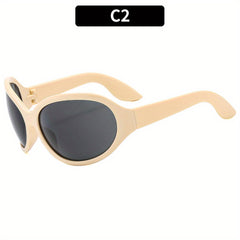 Y2K Oversized Round Sunglasses Futuristic Wrap Around Shades UV400