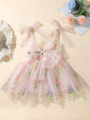 Toddler Girls Lace Up Princess Dress With Floral Embroidery