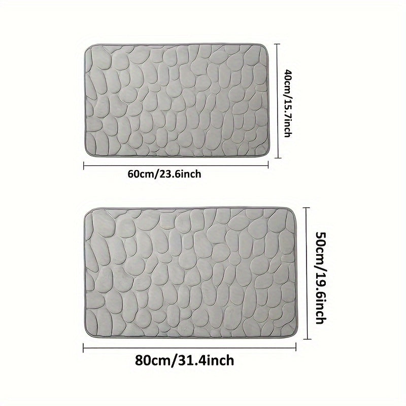 Memory Foam Bath Mat Cobblestone Embossment Water Absorbent Non Slip