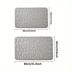 Memory Foam Bath Mat Cobblestone Embossment Water Absorbent Non Slip