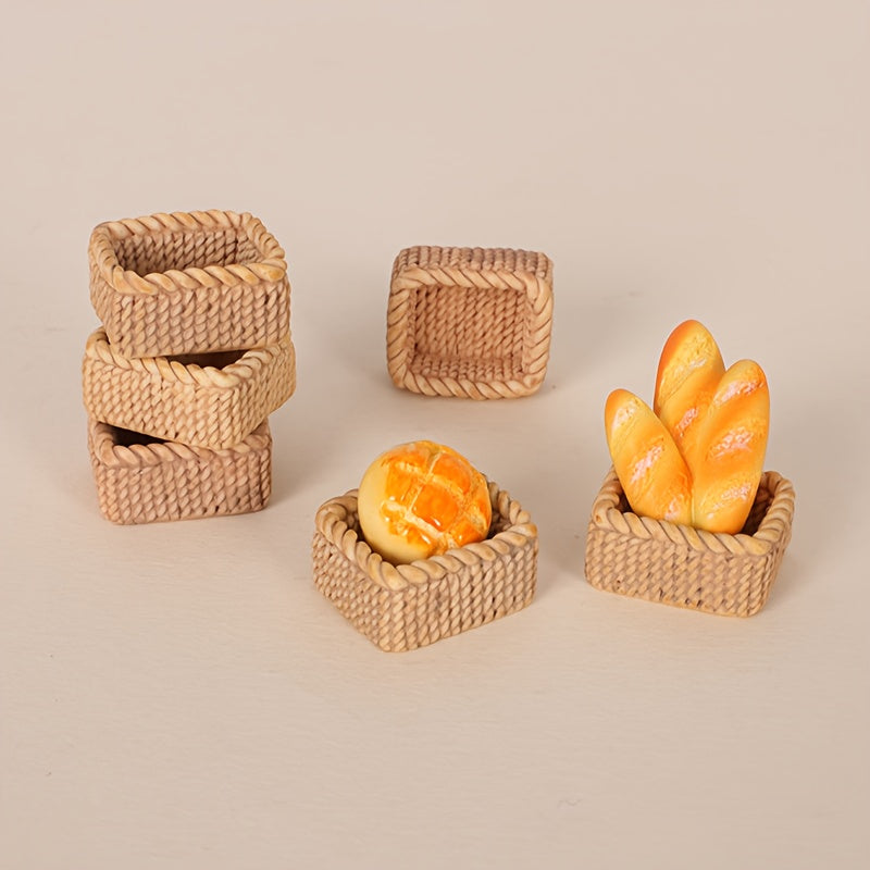 Mini Bread Basket Dollhouse Playset Tools for DIY Scenes