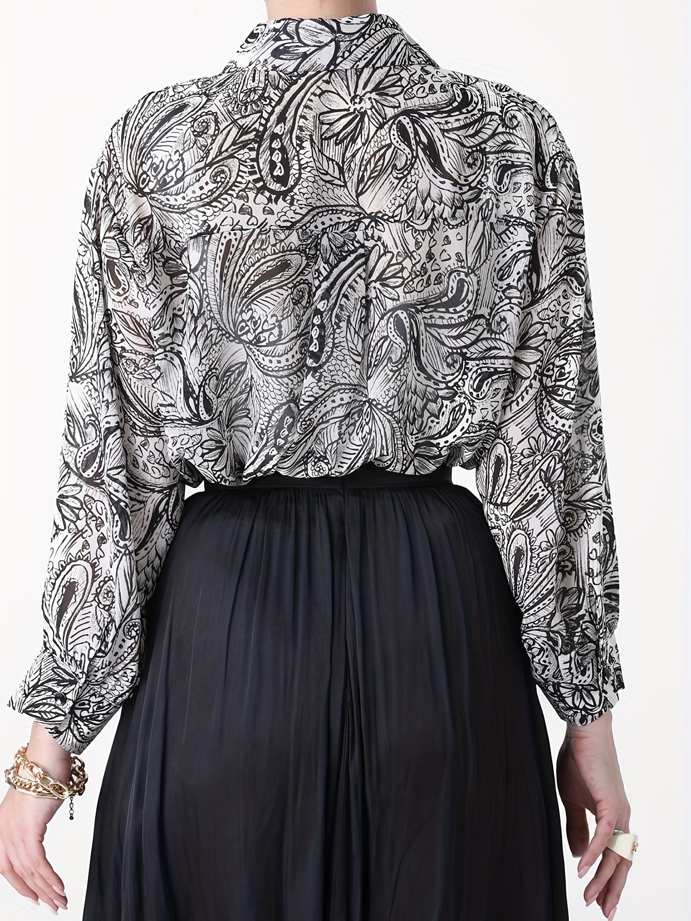 Floral Print Button Up Long Sleeve Blouse