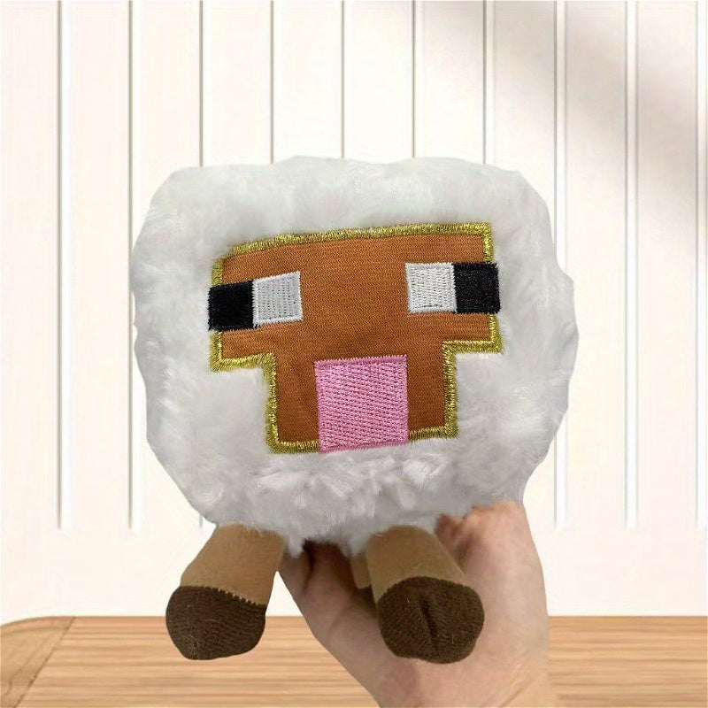 Plush Sheep Toy Stuffed Animal Brown Accents High Fabric Compact Size