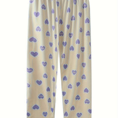 Letter & Heart Print Loungewear Pants