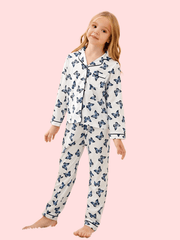 Kids 2pcs Butterfly Print Pajama Set Long Sleeve Top & Pants
