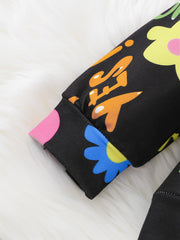 Girl's Cartoon Floral 2pcs Set SUNSHINE Print Casual Outfits for Spring Fall