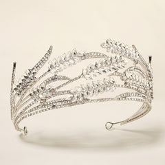 Golden Leaf Vintage Headband for Bridal Women with Rhinestone Accent