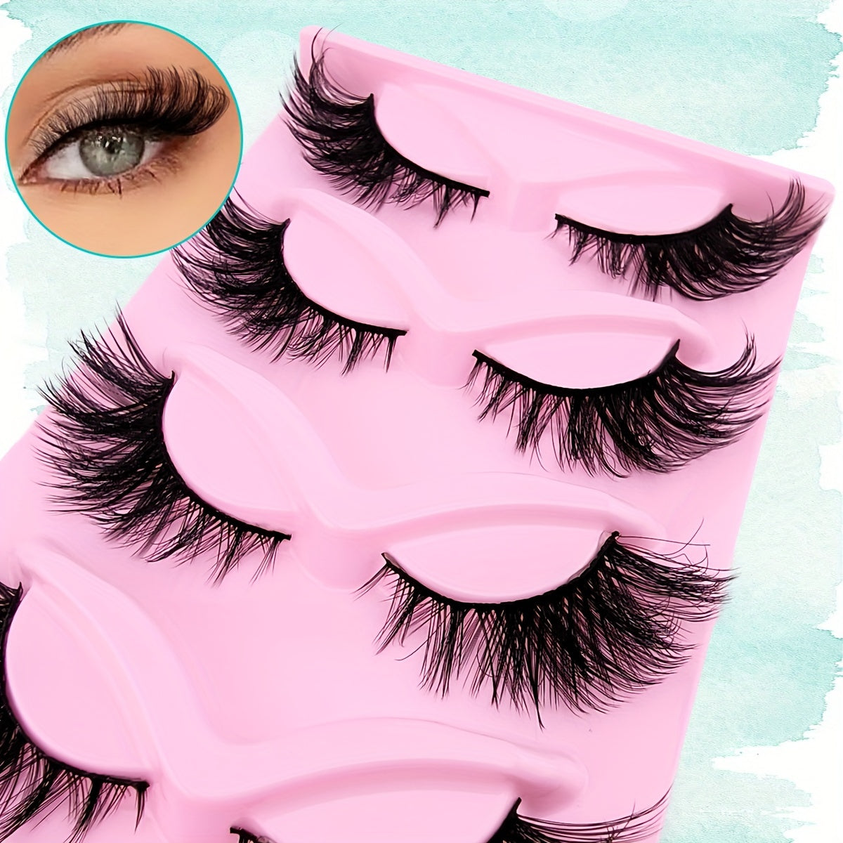 5 Pairs Fox Eye Lashes 24mm Wispy Faux Mink Lashes