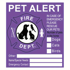 Pet Safety Stickers Pack - Fire Rescue Alarm, Internal Stickers