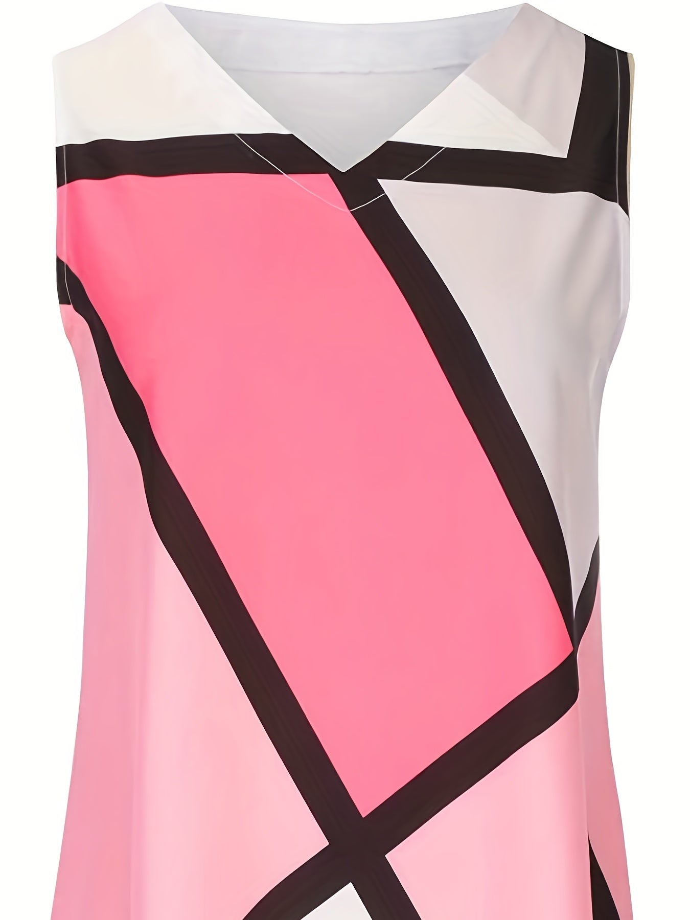 Geometric Print V Neck Maxi Tank Dress