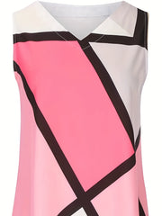 Geometric Print V Neck Maxi Tank Dress