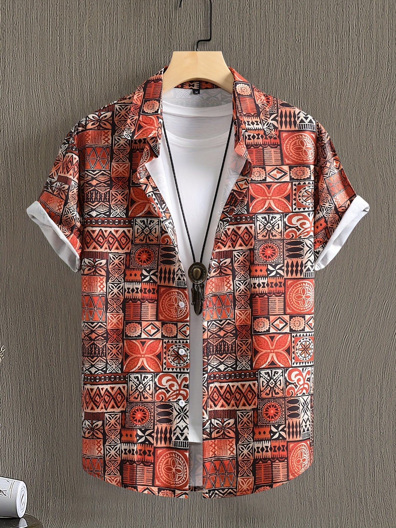 Men's Hawaiian Shirt Allover Print Button Up Short Sleeve for Beach Vacation