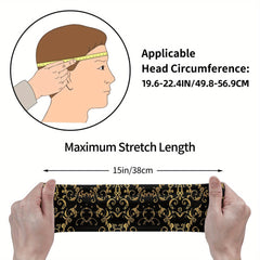 Golden Floral Pattern Sport Headband for Comfortable Wear