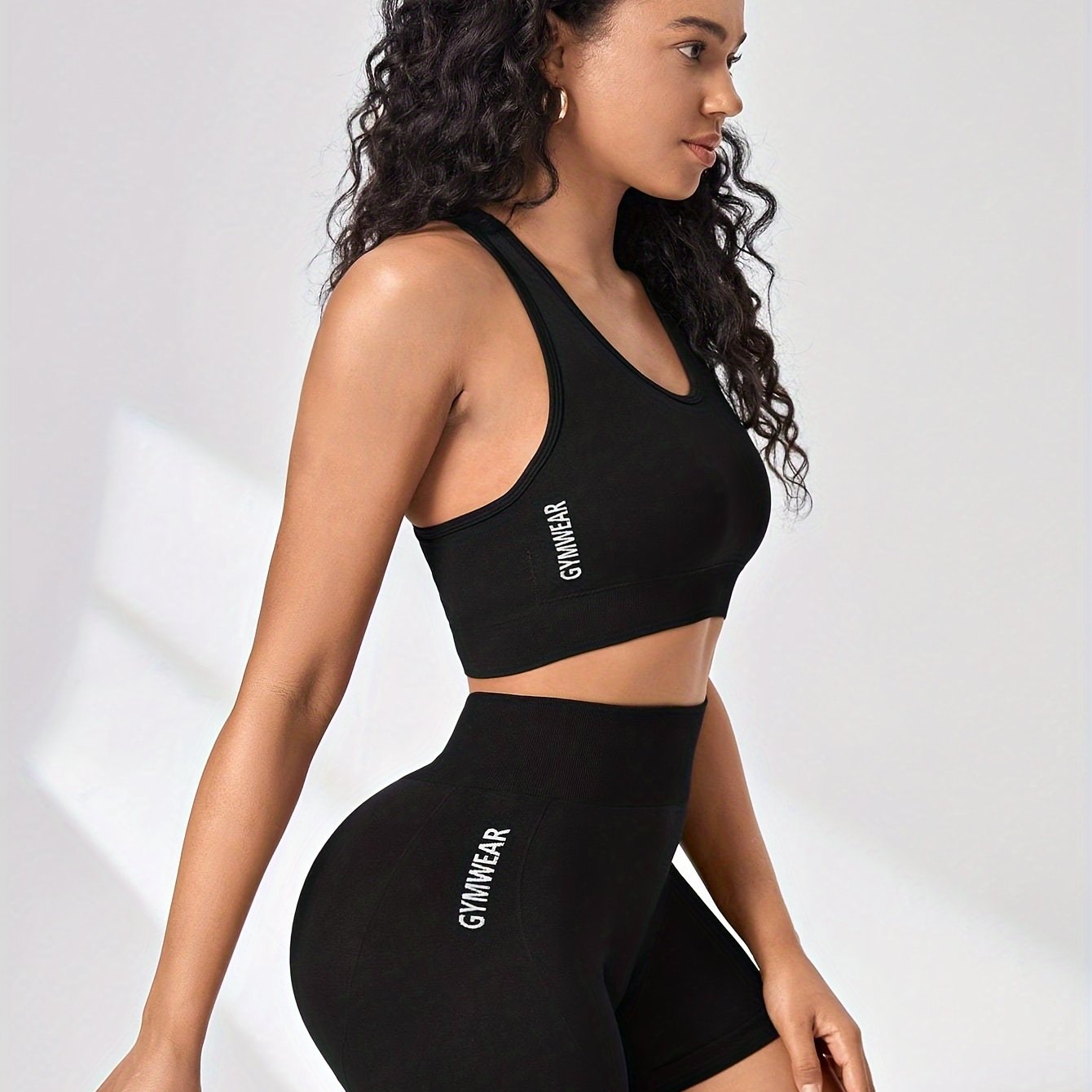 2pcs Yoga Set Moisture Wicking Sports Bra & High Waist Shorts