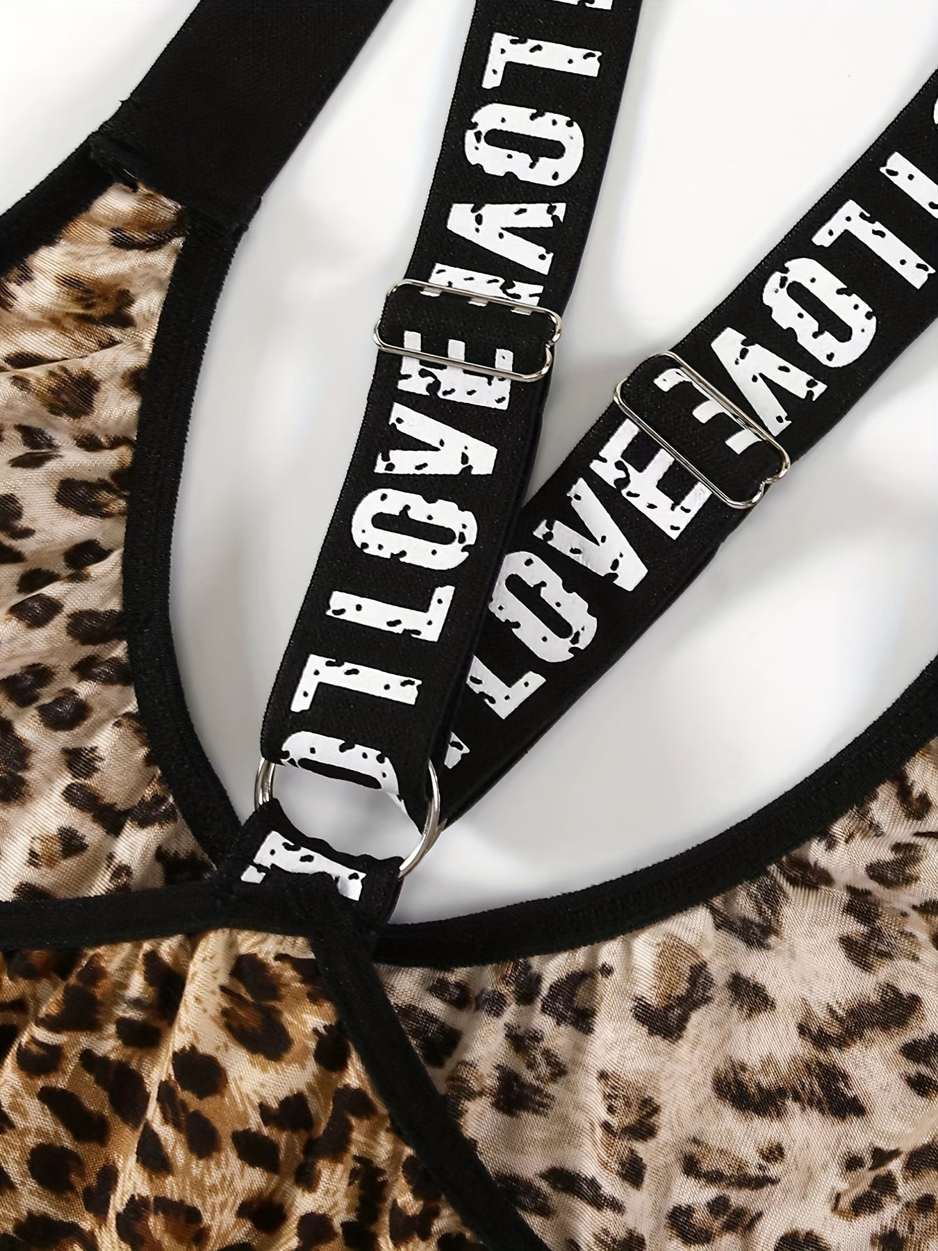 Plus Size Leopard Print T Back Wireless Bra & Panty Set