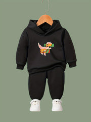 Dino Graphic 2pcs Set Girls Casual Comfy Activewear for Spring Fall