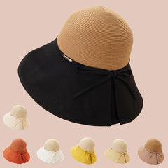 Thin Bow Strap Decor Bucket Hat Sun Hat Women 7 Colors