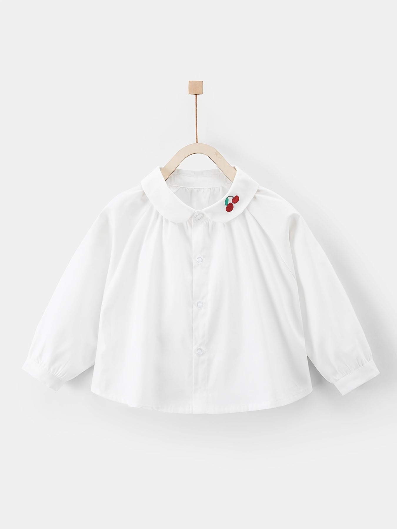 Girls Cherry Embroidered Long Sleeve Top for Autumn and Spring