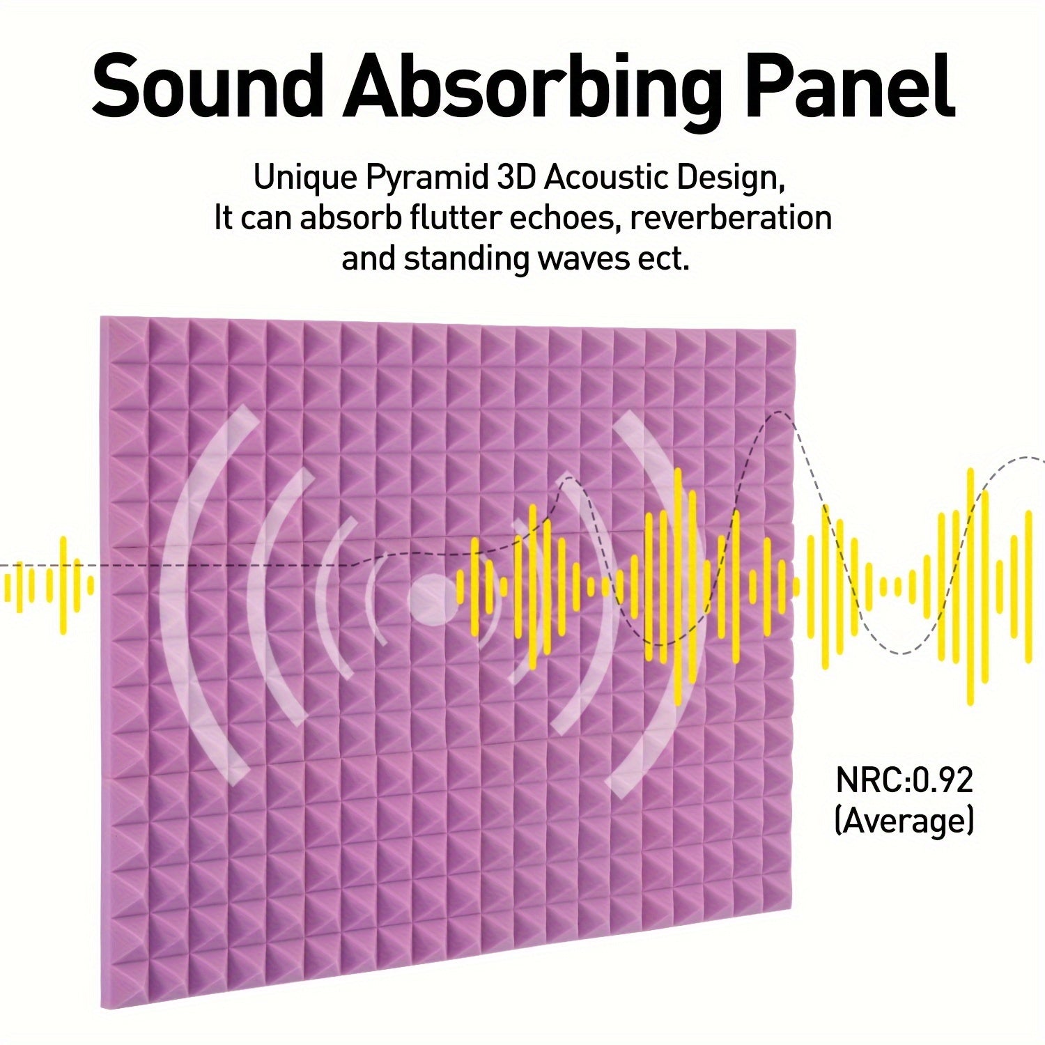 24pcs Pyramid Sound Absorbing Cotton Purple High Density Fireproof Material