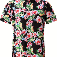 Hawaiian Style Print Men's Short Sleeve Shirt for Summer Vacation
