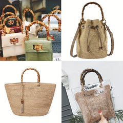 Bamboo Bag Handle Purse Handbag DIY Handle For Women