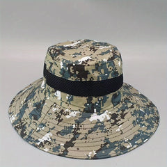 Camouflage Mesh Bucket Hat Unisex Breathable Sunshade Boonie Hat
