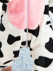 Cow Shape Furry Baby Jumpsuit Kids Thermal Clothes