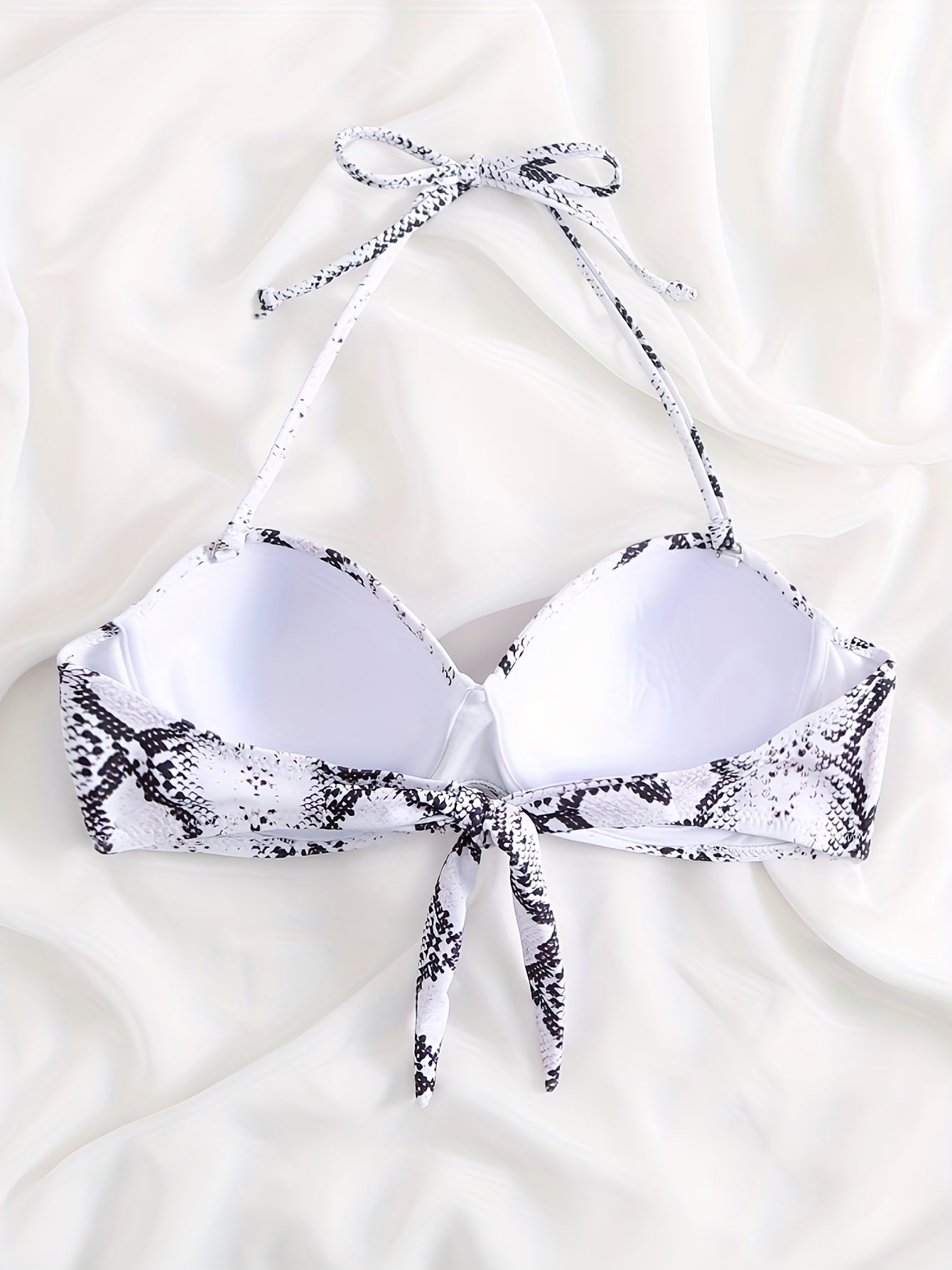 Tie Neck Push Up Bikini Top Backless Sexy Swimsuit Bra