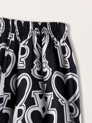 Girls Letter & Heart Graphic Sweatpants Elastic Waist Casual Sport Jogger Pants