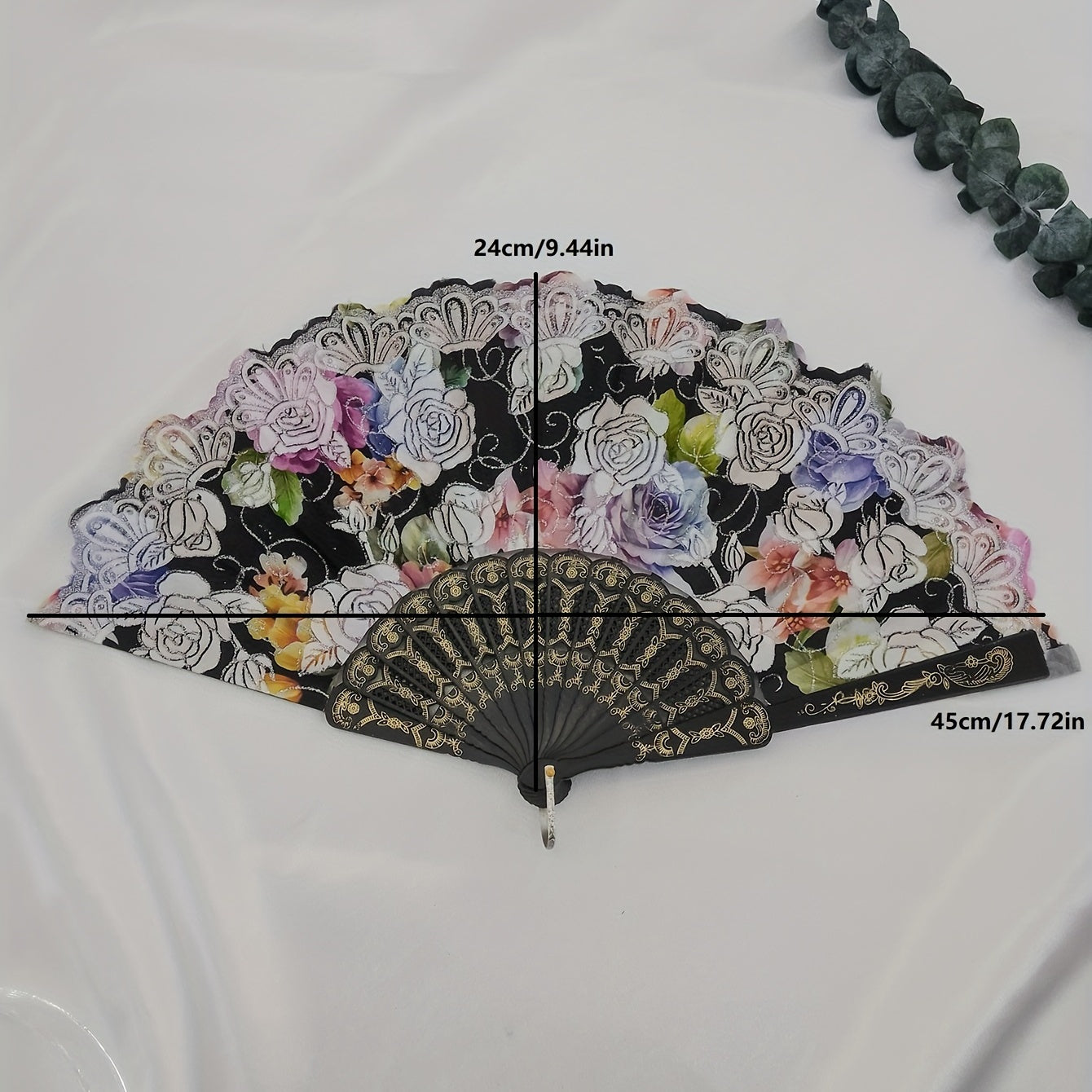 Flower Lace Fan Embroidery Fan Stage Performance Silky Fna
