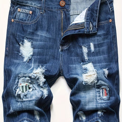 Men's Ripped Denim Shorts Distressed Casual Street Style