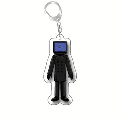 Funny Toilet Man TV Man Keychain Keyring Creative Bag Pendant Key Chain